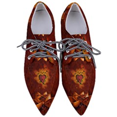 Beautiful Heart With Leaves Women s Pointed Oxford Shoes by FantasyWorld7