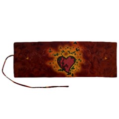 Beautiful Heart With Leaves Roll Up Canvas Pencil Holder (m) by FantasyWorld7