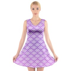 Pattern Texture Geometric Purple V-neck Sleeveless Dress by Mariart