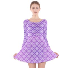 Pattern Texture Geometric Purple Long Sleeve Velvet Skater Dress by Mariart