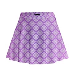 Pattern Texture Geometric Purple Mini Flare Skirt by Mariart