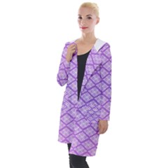 Pattern Texture Geometric Purple Hooded Pocket Cardigan by Mariart