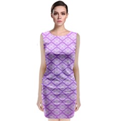 Pattern Texture Geometric Purple Sleeveless Velvet Midi Dress