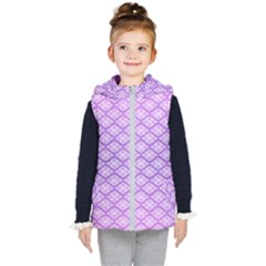 Pattern Texture Geometric Purple Kids  Hooded Puffer Vest