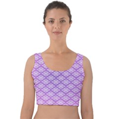 Pattern Texture Geometric Purple Velvet Crop Top