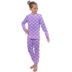 Pattern Texture Geometric Purple Kids  Long Sleeve Set 