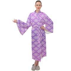 Pattern Texture Geometric Purple Maxi Velour Kimono