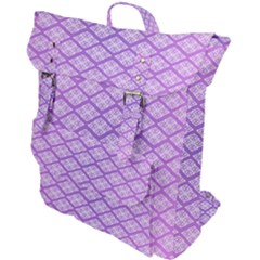 Pattern Texture Geometric Purple Buckle Up Backpack