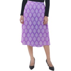 Pattern Texture Geometric Purple Classic Velour Midi Skirt  by Mariart