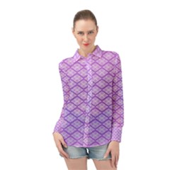 Pattern Texture Geometric Purple Long Sleeve Chiffon Shirt