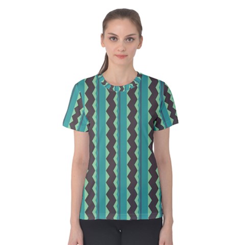 Background Chevron Blue Women s Cotton Tee by HermanTelo