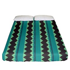 Background Chevron Blue Fitted Sheet (queen Size)