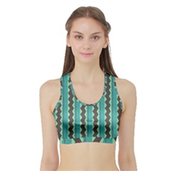 Background Chevron Blue Sports Bra With Border