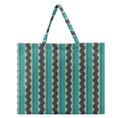 Background Chevron Blue Zipper Large Tote Bag