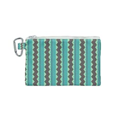 Background Chevron Blue Canvas Cosmetic Bag (small)