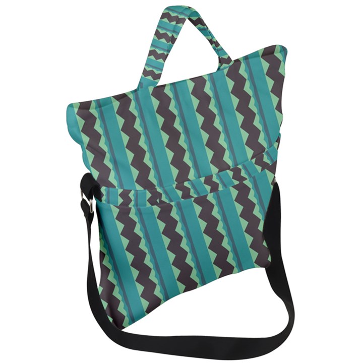 Background Chevron Blue Fold Over Handle Tote Bag