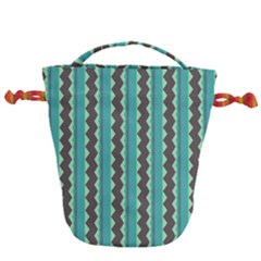 Background Chevron Blue Drawstring Bucket Bag