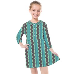 Background Chevron Blue Kids  Quarter Sleeve Shirt Dress