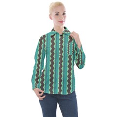 Background Chevron Blue Women s Long Sleeve Pocket Shirt