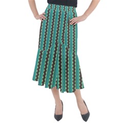 Background Chevron Blue Midi Mermaid Skirt by HermanTelo