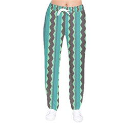 Background Chevron Blue Women Velvet Drawstring Pants