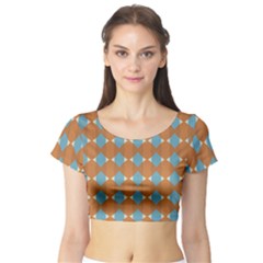 Pattern Brown Triangle Short Sleeve Crop Top