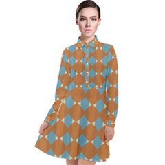 Pattern Brown Triangle Long Sleeve Chiffon Shirt Dress