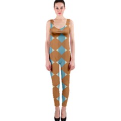 Pattern Brown Triangle One Piece Catsuit by HermanTelo