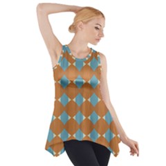 Pattern Brown Triangle Side Drop Tank Tunic by HermanTelo