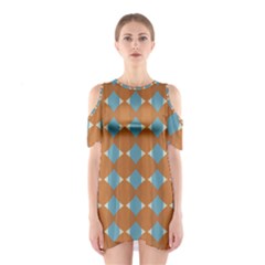 Pattern Brown Triangle Shoulder Cutout One Piece Dress