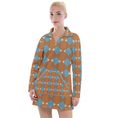 Pattern Brown Triangle Women s Long Sleeve Casual Dress