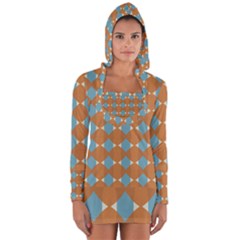 Pattern Brown Triangle Long Sleeve Hooded T-shirt