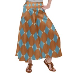 Pattern Brown Triangle Satin Palazzo Pants