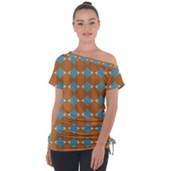 Pattern Brown Triangle Tie-up Tee