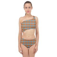 Pattern Brown Triangle Spliced Up Two Piece Swimsuit by HermanTelo