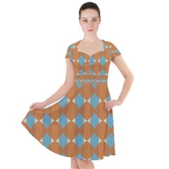 Pattern Brown Triangle Cap Sleeve Midi Dress by HermanTelo