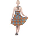 Pattern Brown Triangle Halter Party Swing Dress  View2