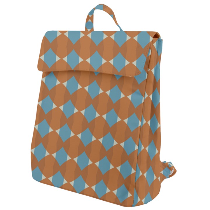 Pattern Brown Triangle Flap Top Backpack