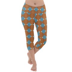 Pattern Brown Triangle Lightweight Velour Capri Yoga Leggings