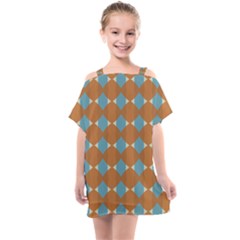 Pattern Brown Triangle Kids  One Piece Chiffon Dress by HermanTelo