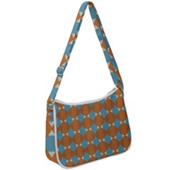 Pattern Brown Triangle Zip Up Shoulder Bag