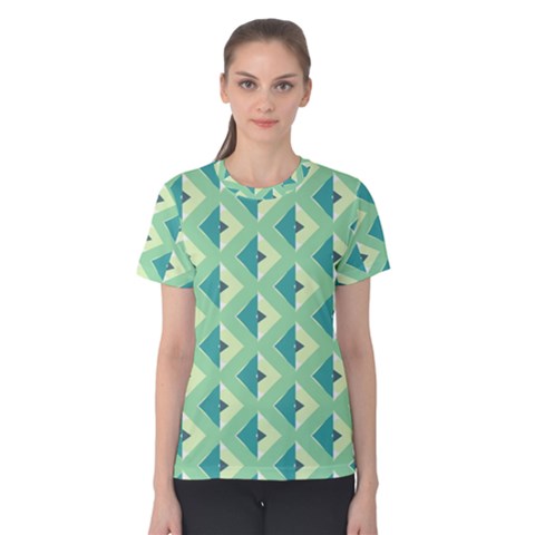 Background Chevron Green Women s Cotton Tee by HermanTelo