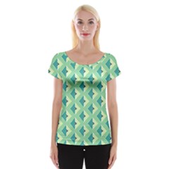 Background Chevron Green Cap Sleeve Top