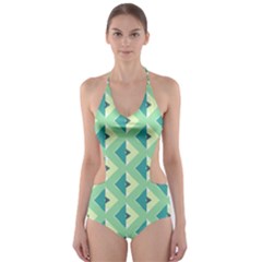 Background Chevron Green Cut-out One Piece Swimsuit