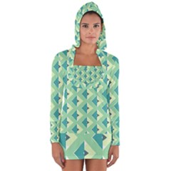 Background Chevron Green Long Sleeve Hooded T-shirt by HermanTelo