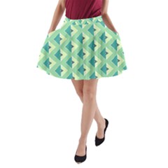 Background Chevron Green A-line Pocket Skirt