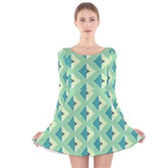 Background Chevron Green Long Sleeve Velvet Skater Dress