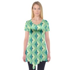 Background Chevron Green Short Sleeve Tunic 