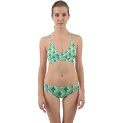 Background Chevron Green Wrap Around Bikini Set by HermanTelo