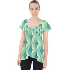 Background Chevron Green Lace Front Dolly Top